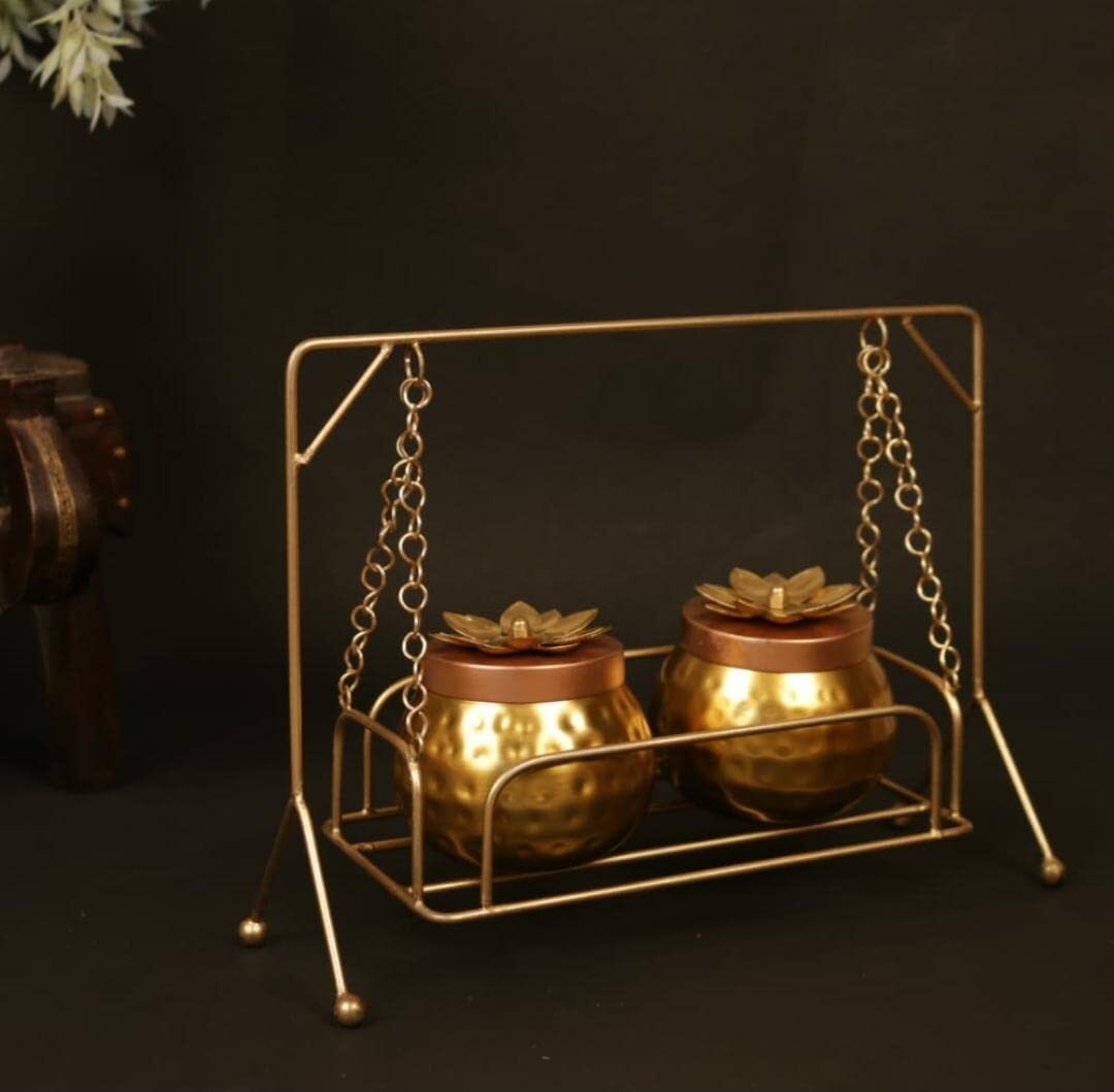 Metal Gifting Box And Stand Set Of 3 - Metal, Variable Dimensions, Gold | Durable Material, Easy To Use, Elegant Design, Vintage Style Gifting Solution