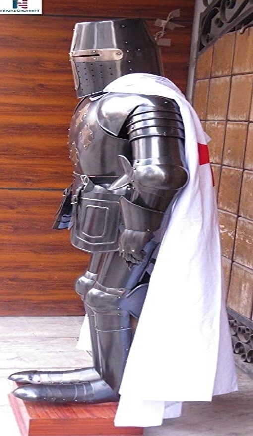 Medieval Armor Helmet Knight Armor Steel Suit Roman Shield Crusader Battle Body