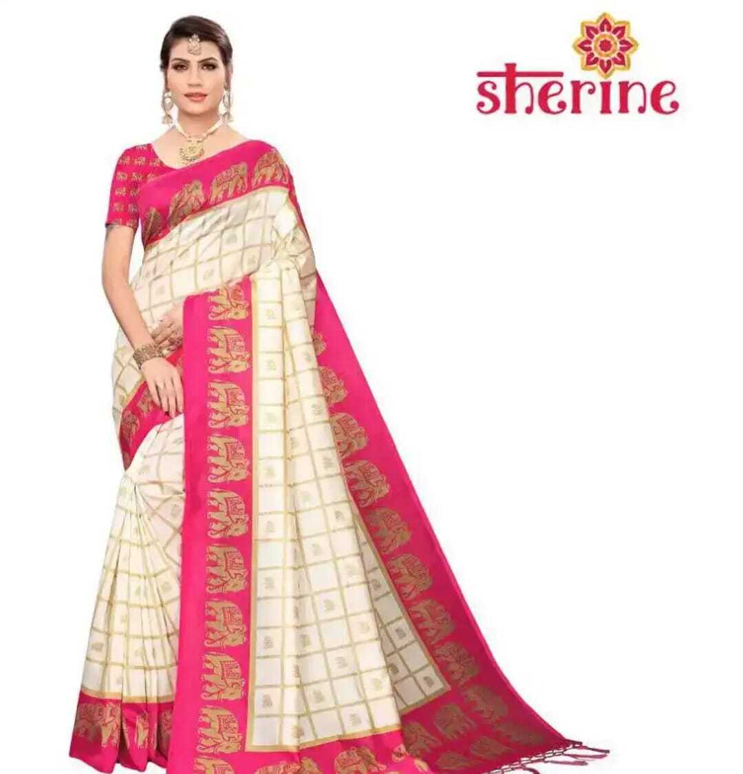 Banglori Saree - Bhagalpuri Printed Cotton Blend, Customizable Full Size | Casual Ethnic Wear For All Seasons, Washable With Blouse Included