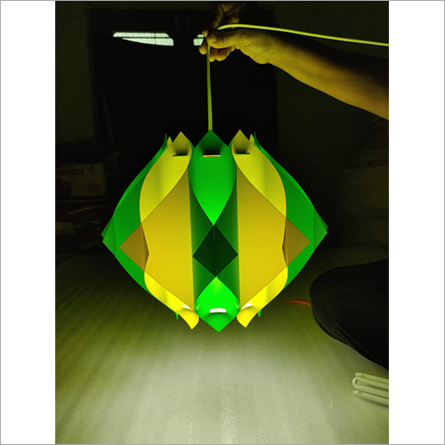 Square Tomato Shaped Lamp - Plastic Material, Lotus Shape, Green and Yellow | Adjustable Height, Indoor/Outdoor Lighting, Easy Installation