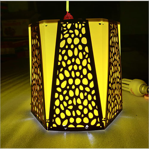 Brown And Yellow Stone Hexagon Hanging Lamp