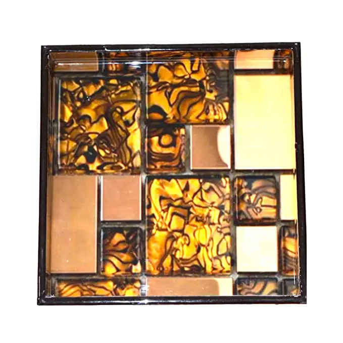 Wood Puzzle Brown Vanity Towel Tray