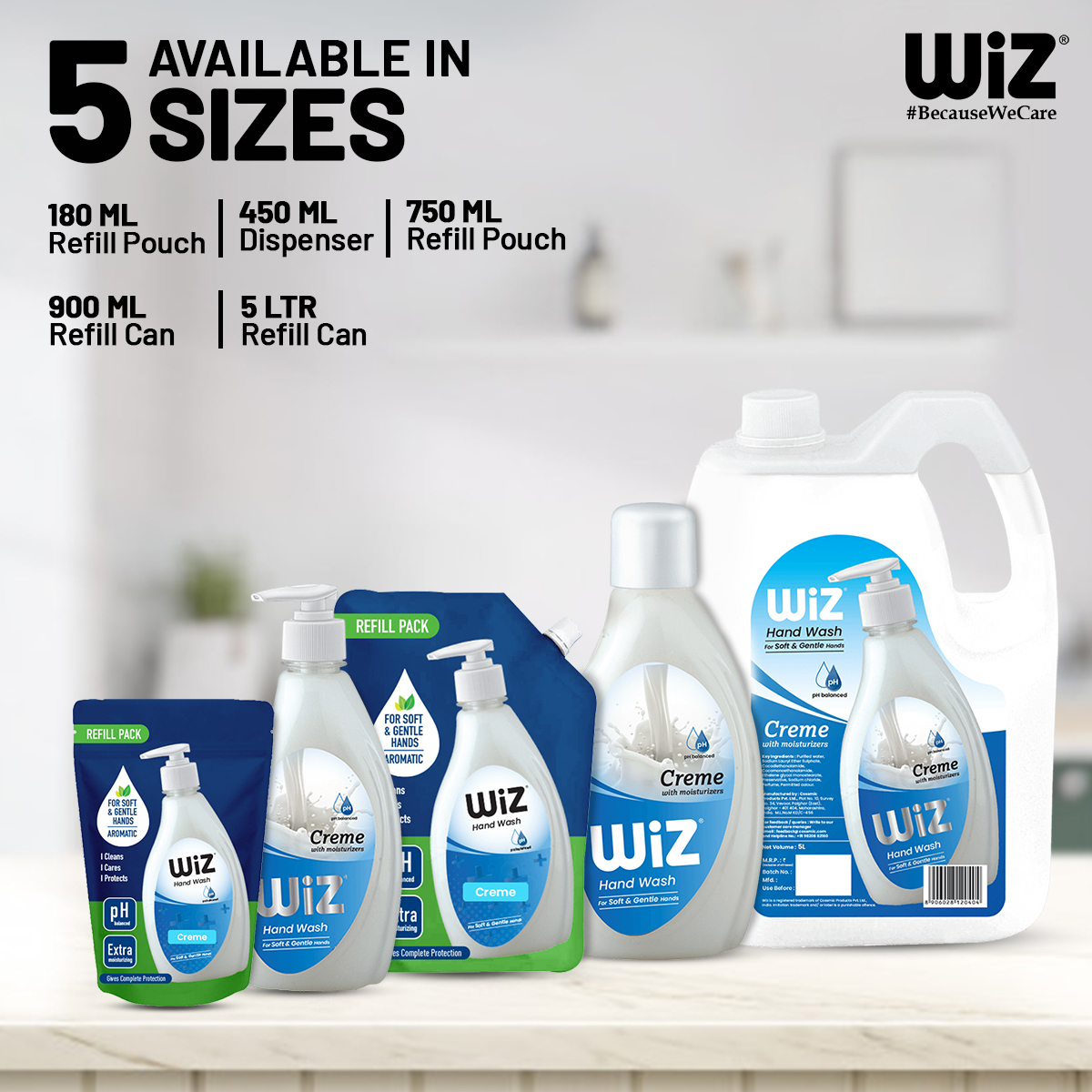 Ph-balance Wiz Hand Wash Refill Pouch - 750ml