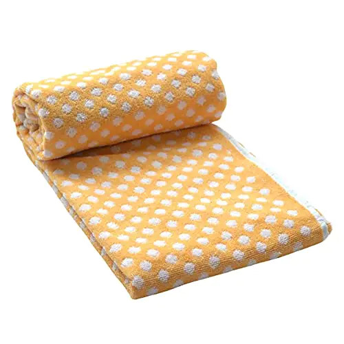Cotton Bath Towel - Large Micro Waffle Weave, Vibrant Polka Dot Pattern | Active Feel, Super Absorbent, Quick Drying, Multi-purpose Luxury Comfort