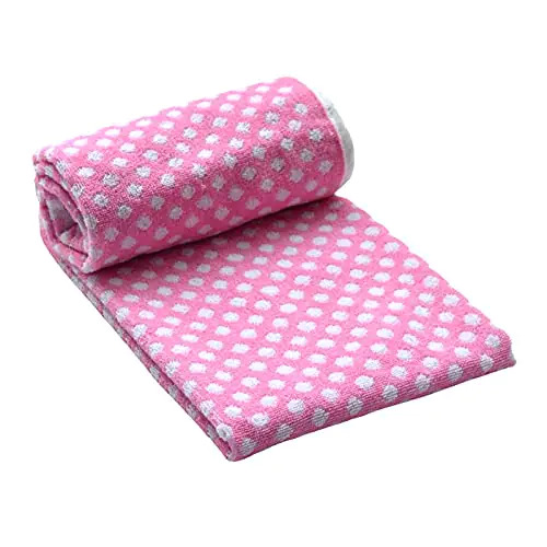 Cotton Bath Towel - Large Micro Waffle Weave, Vibrant Polka Dot Pattern | Active Feel, Super Absorbent, Quick Drying, Multi-purpose Luxury Comfort