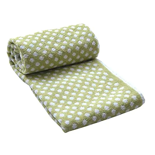 Cotton Bath Towel - Large Micro Waffle Weave, Vibrant Polka Dot Pattern | Active Feel, Super Absorbent, Quick Drying, Multi-purpose Luxury Comfort