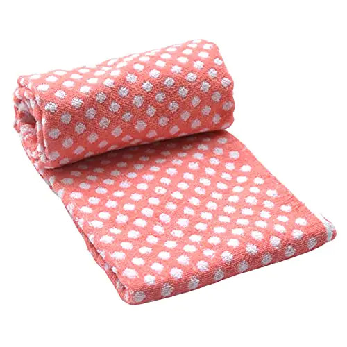 Cotton Bath Towel - Large Micro Waffle Weave, Vibrant Polka Dot Pattern | Active Feel, Super Absorbent, Quick Drying, Multi-purpose Luxury Comfort