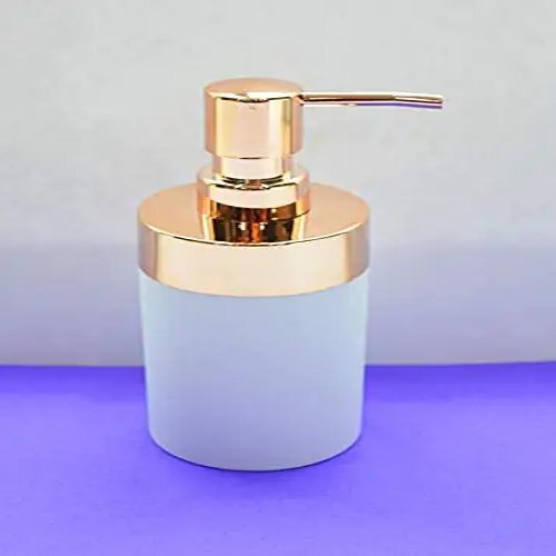 Elegant White Resin Liquid Soap Dispenser - 6x9 Inches, Matte Finish | Handcrafted Unique Design, Easy To Refill, Ideal For Home And Commercial Use