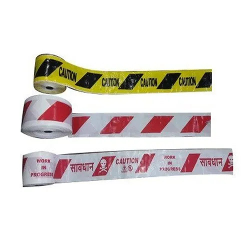 Barricading Caution Tape - PVC Material, 50mm Width, 100m Length, Yellow Color | 0.15mm Thickness, Acrylic Adhesive, Ideal for Barricading
