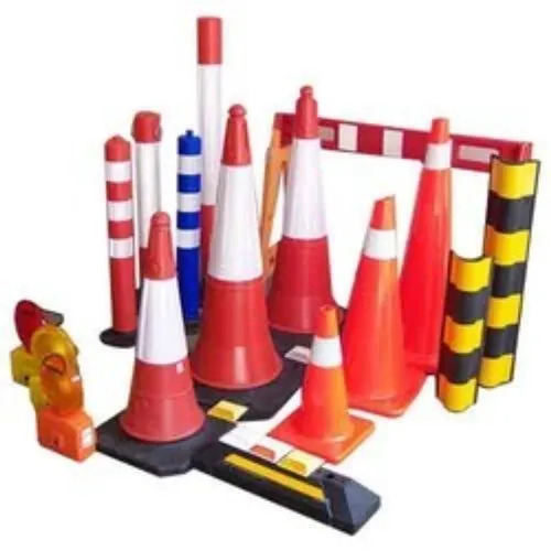 Road Safety Products - PVC & Rubber, Conical Shape, Orange Color, Various Heights and Lengths | International Quality Standards