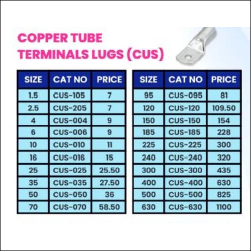 Copper Tube Terminals Heavy Duty - Copper Material, Silver Color | Industrial and Commercial Application, Reliable Warranty Included