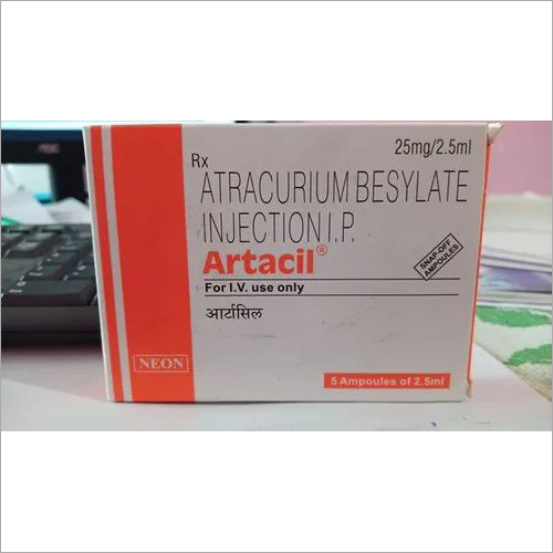 Atracurium Besylate Injection IP - 25 mg Dosage | Liquid Formulation, Suitable For All, Store in Cold & Dry Place