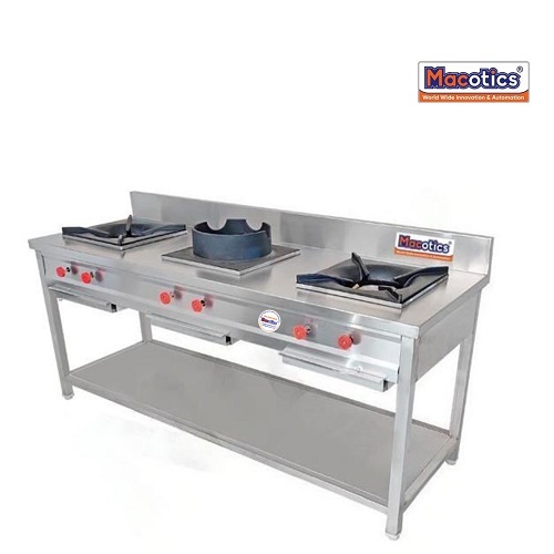 Gas Range - 45x24x32 Inches, Stainless Steel, Silver Finish, 1 Year Warranty, 56 Kg Weight, Double Burner