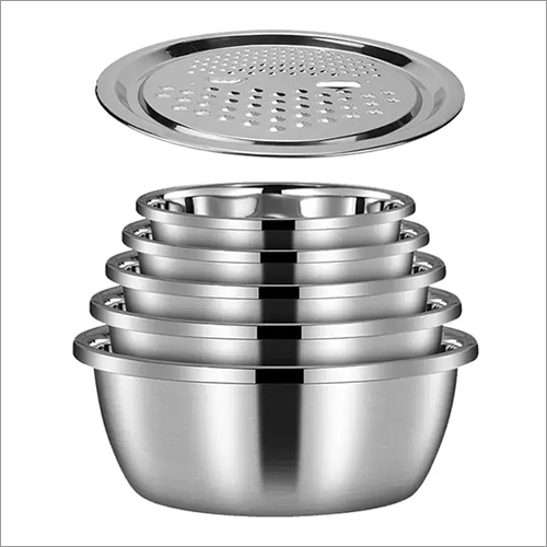 सिल्वर स्टेनलेस स्टील स्ट्रेनर ग्रेटर बेसिन मिक्सिंग बाउल