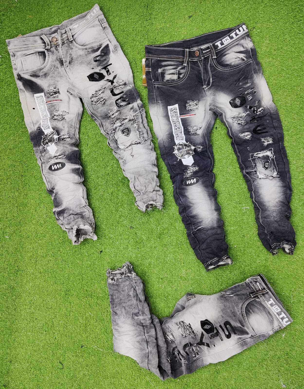 Men's Funky Jeans - Cotton Denim, Size 28x32 | Washable, Customizable Fit, Heavy Knitted Fabric For Trendy Style