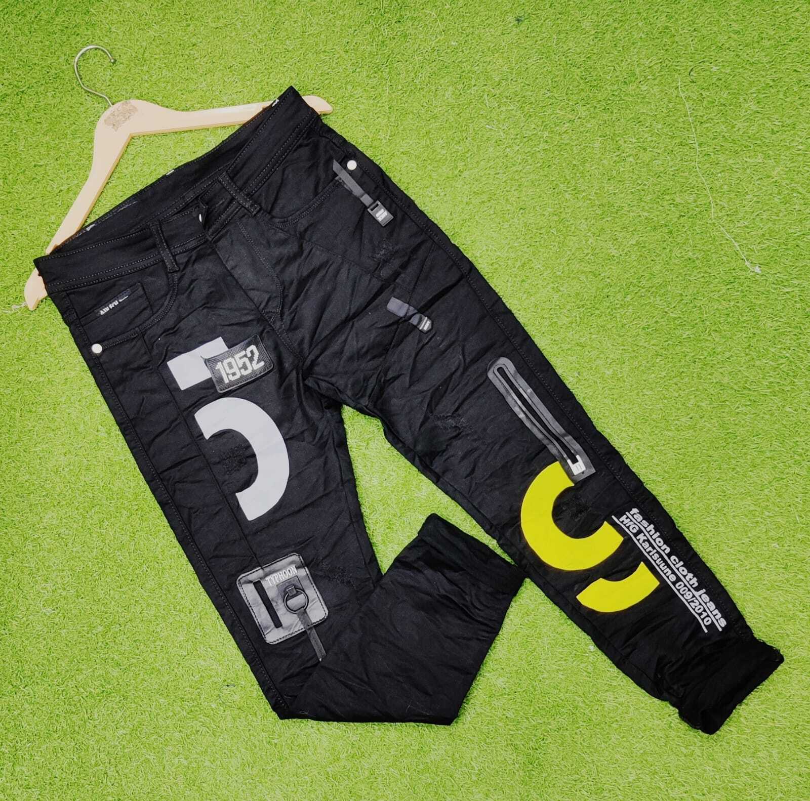 Men's Funky Jean - Cotton, Customized Size 28x32, Printed Pattern, Casual Wear, Washable Fabric For Stylish Male Fashion