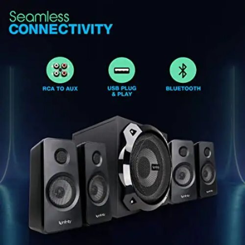 Bluetooth Home Theatre - 2.1 Channel 200w Rms Speaker System, Wireless Streaming, Wooden Subwoofer, 3 Eq Modes, Led Illumination, Ir Remote Control