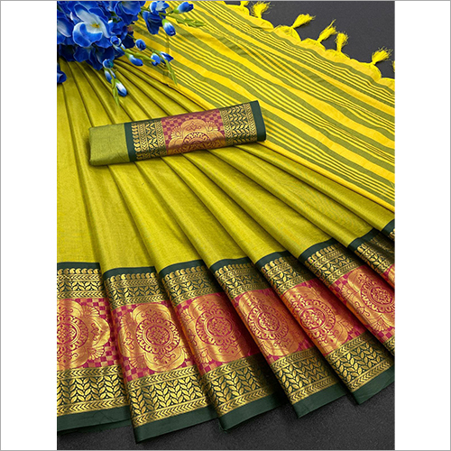 Yellow Ladies Cotton Silk Sarees