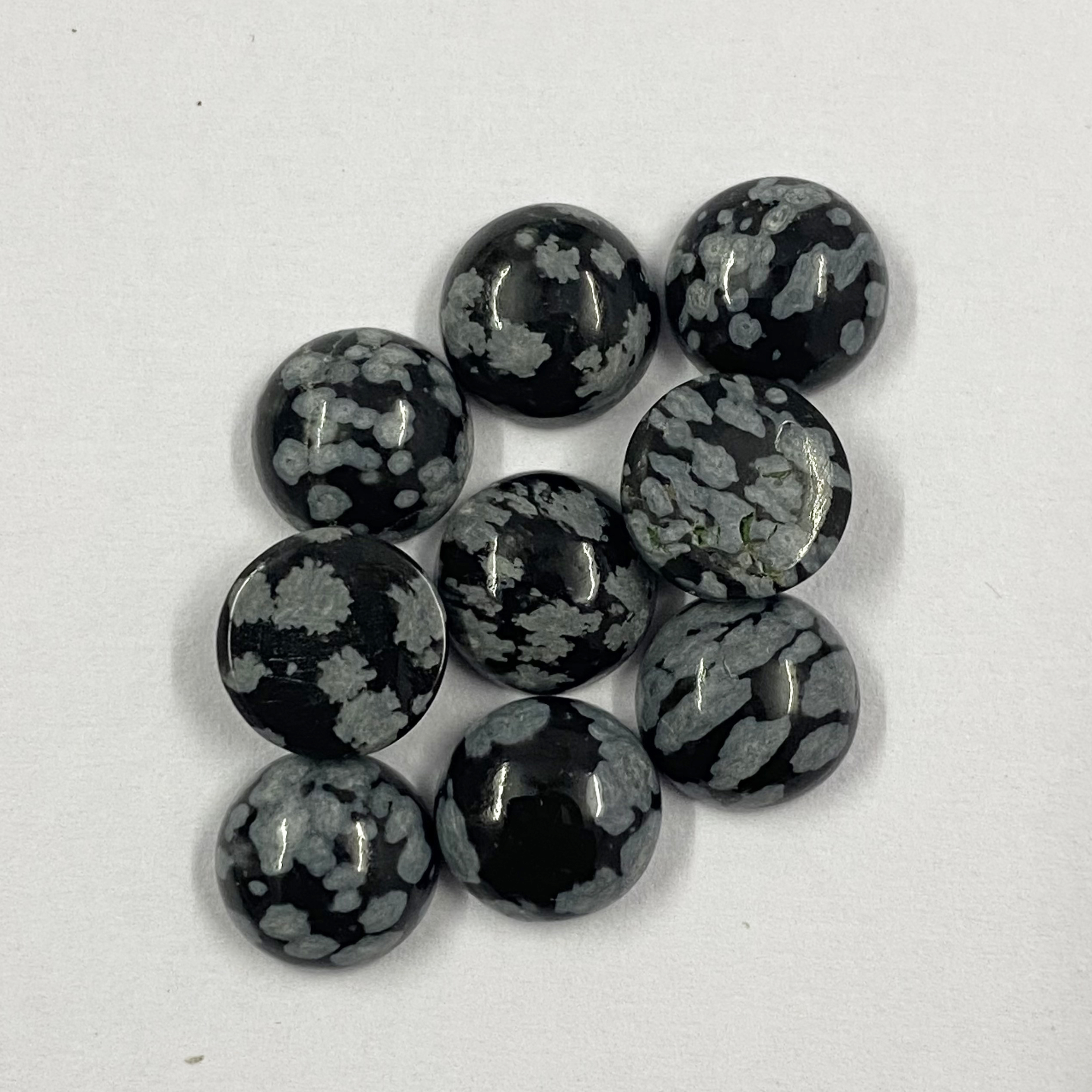 Natural Snowflake Obsidian Round Cabochon Loose Gemstone Grade: Aaa