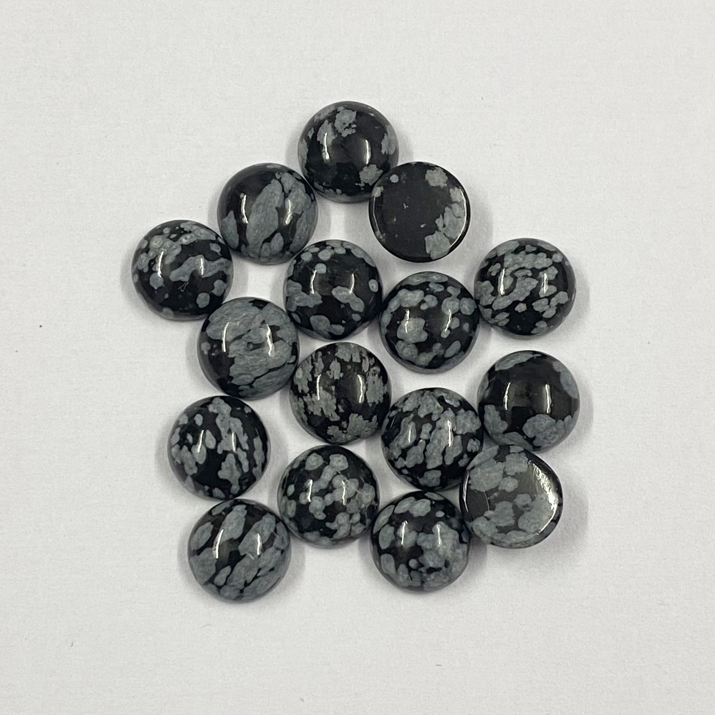 Natural Snowflake Obsidian Round Cabochon Loose Gemstone Grade: Aaa