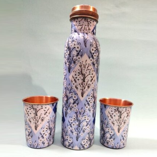 Copper Enamel Bottle Glass Set Capacity: 1 Liter/Day