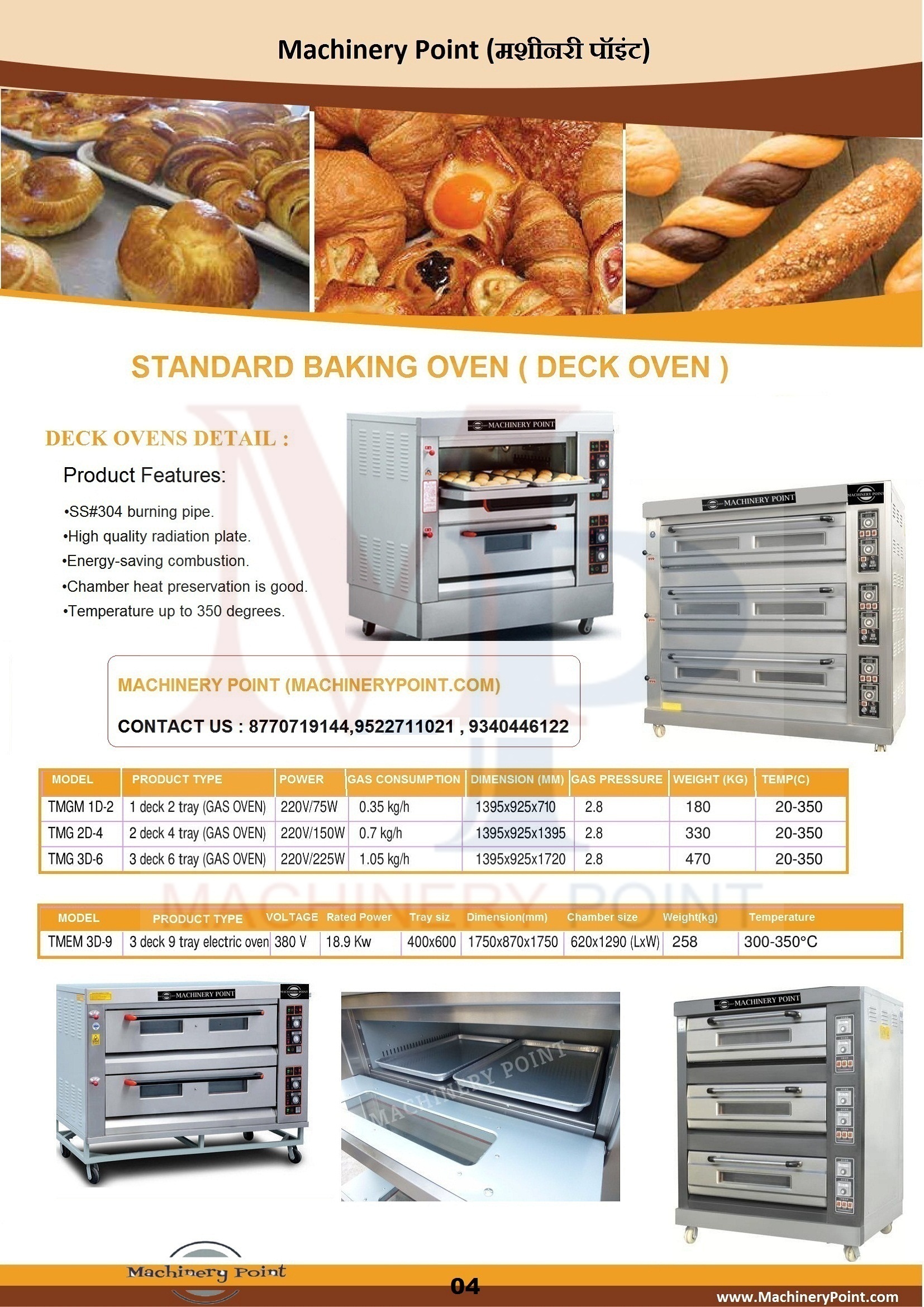 3 Deck 6 Tray Gas Deck Oven - Automatic Grade: Fully Automatic
