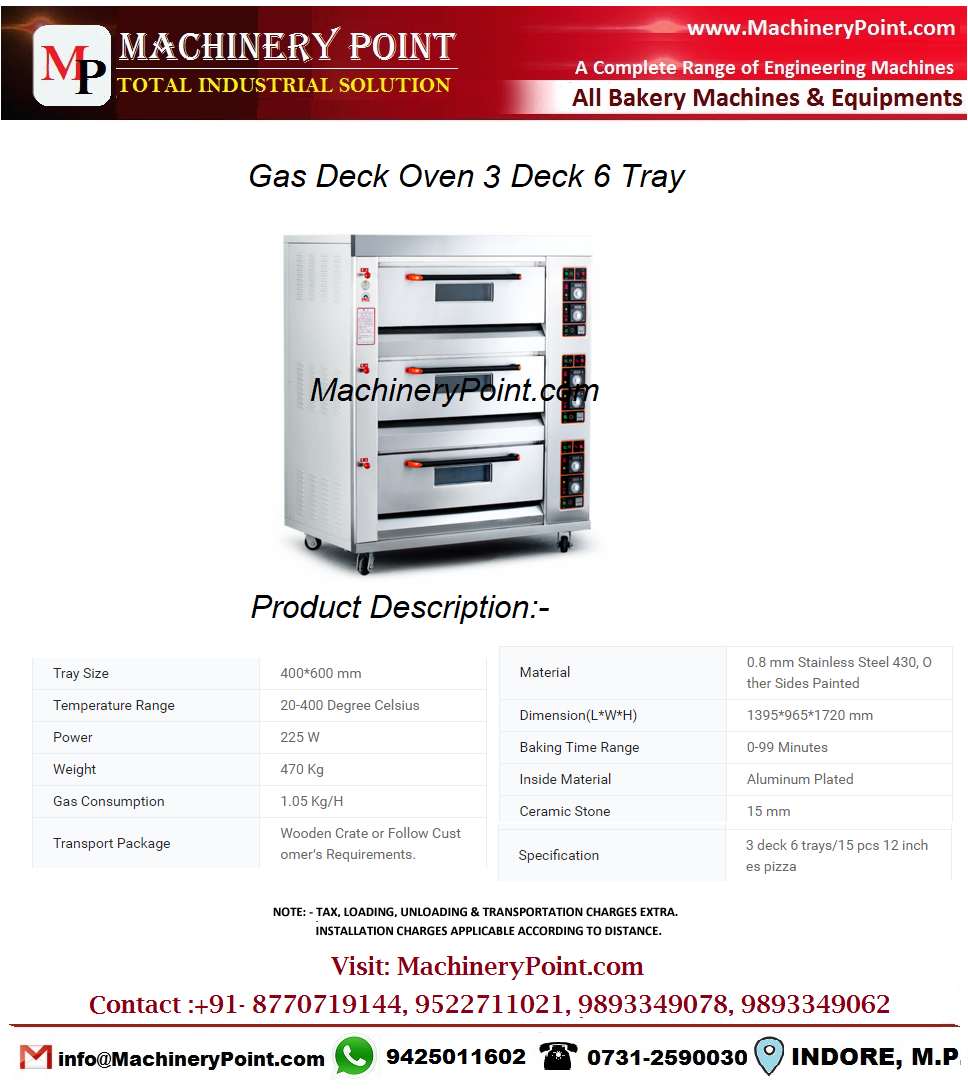 3 Deck 6 Tray Gas Deck Oven - Automatic Grade: Fully Automatic