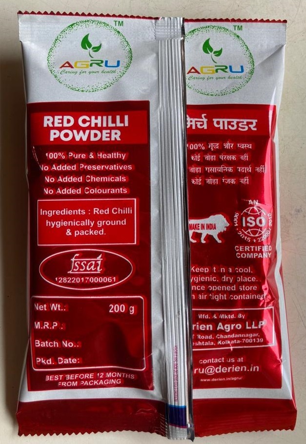 Agru Red Chilli Powder- 200 G Pouch Grade: A
