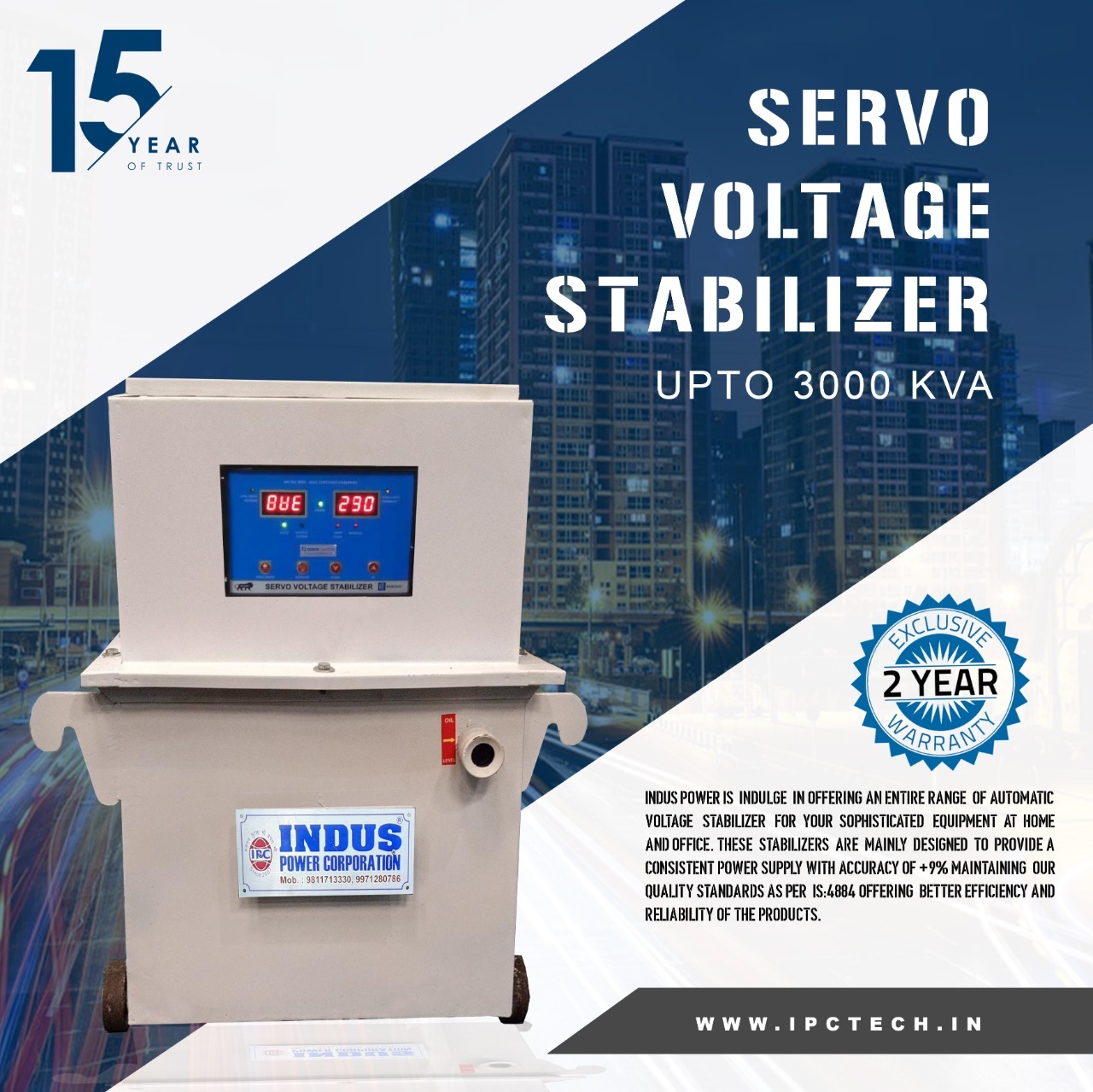 10 Kva Servo Voltage Stabilizer Ambient Temperature: 28 Celsius (Oc)