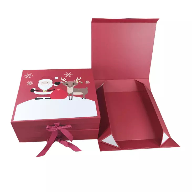 Gift Box - Cardboard Material, 10x10x5 Cm Size, Red Color | Ribbon Tie Closure, Full Color Printing, Ideal For Clothing, Shoes, Cosmetics, Gifts