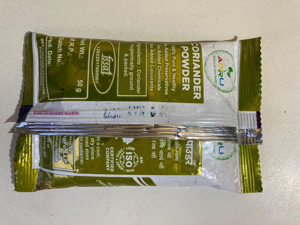 Natural Greenish Brown Agru Coriander Powder- 50 G Pouch