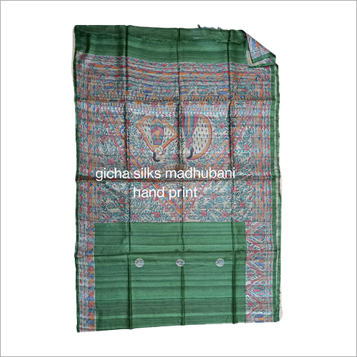 मल्टीकलर सिल्क मधुबनी हैंड प्रिंट