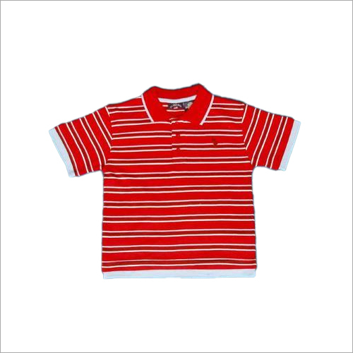 रेड कॉटन पोलो टी शर्ट