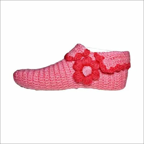 Ladies Designer Woolen Socks - Soft Woolen Material, Washable, Pink and White Color | Comfortable Fit for Rainy Season, Ideal for Women