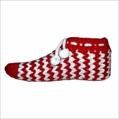 Ladies Fancy Woolen Socks - Woolen Material, Red and White Color | Cool Dry, Washable, Printed Pattern for Winter Wear
