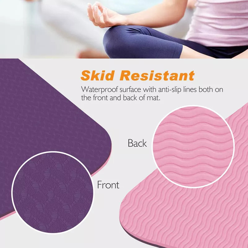 Yoga Mat - Tpe 183cm X 61cm X 6mm , Purple Ideal For Yoga, Pilates And Fitness Exercises, Eco-friendly And Foldable Design