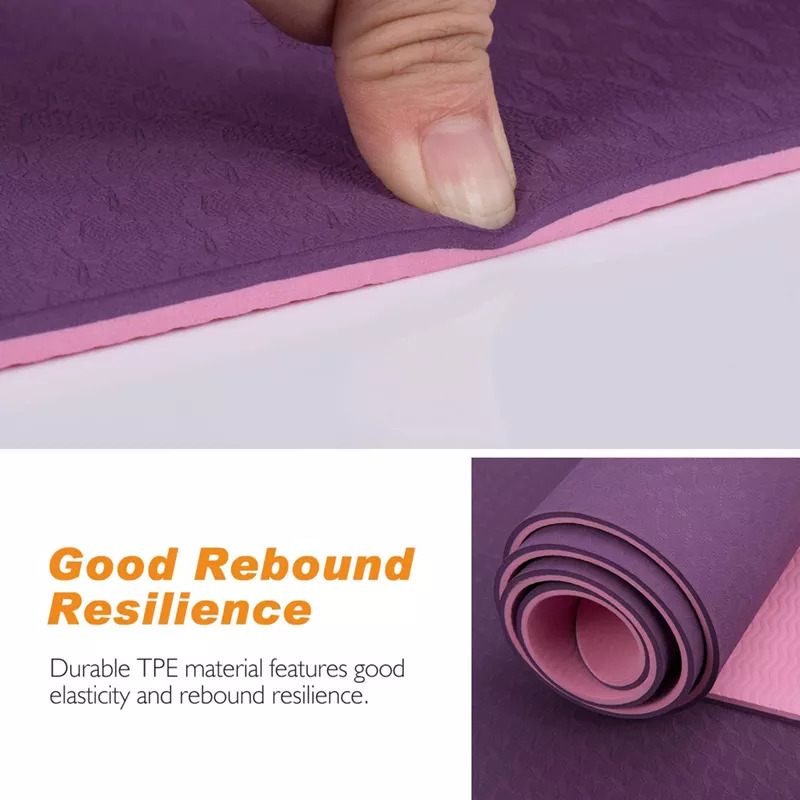 Yoga Mat - Tpe 183cm X 61cm X 6mm , Purple Ideal For Yoga, Pilates And Fitness Exercises, Eco-friendly And Foldable Design