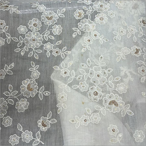 असाधारण रूप से सॉफ्ट एम्ब्रॉयडरी सिल्क ऑर्गेंज़ा फ़ैब्रिक