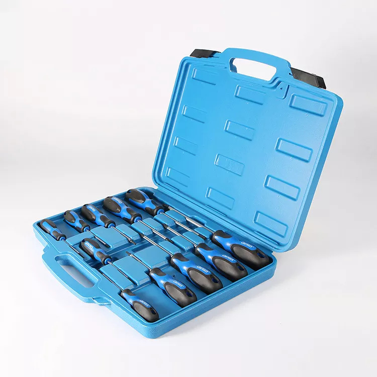 Insulated Screwdriver - Satin Chrome Plated, Blue Color | Hanging Hole For Torque, No Slip, Custom Options Available