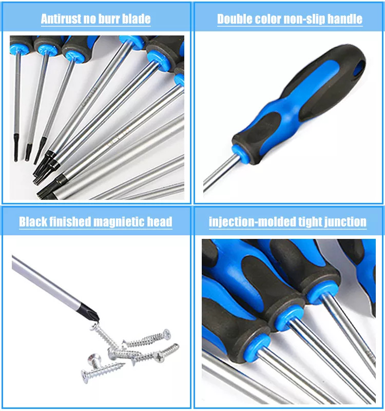 Insulated Screwdriver - Satin Chrome Plated, Blue Color | Hanging Hole For Torque, No Slip, Custom Options Available