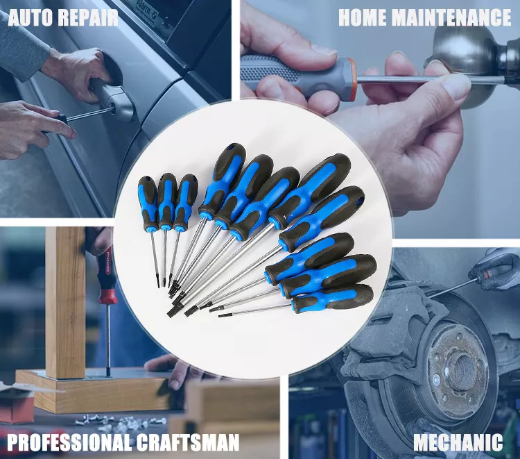 Insulated Screwdriver - Satin Chrome Plated, Blue Color | Hanging Hole For Torque, No Slip, Custom Options Available