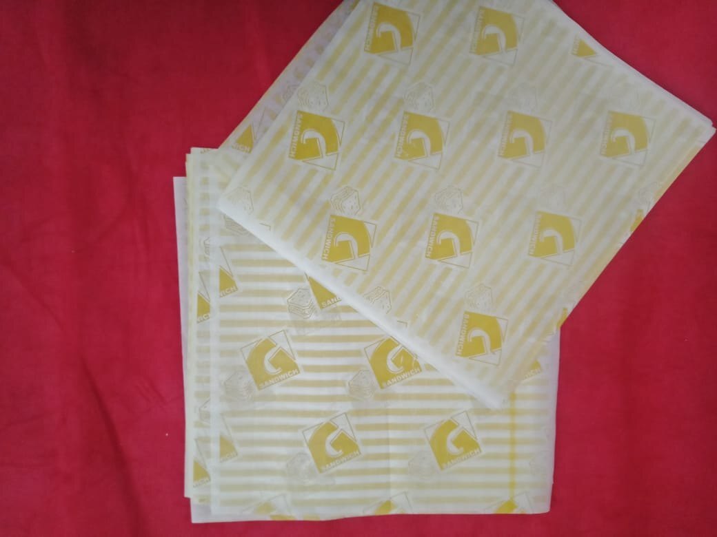 Logo Printed One Side Coated - 40gsm Food Wrapper Paper, 20 Inch Width, Breathable & Heat Resistant For Greasy Meals, Customizable Size