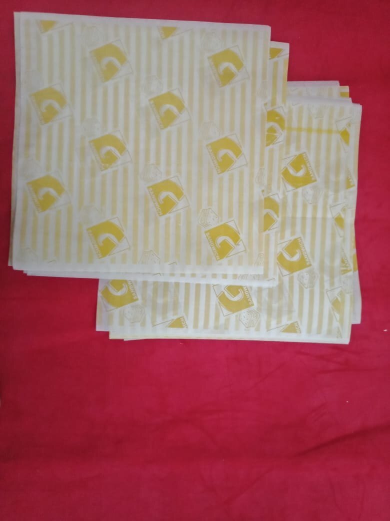 Logo Printed One Side Coated - 40gsm Food Wrapper Paper, 20 Inch Width, Breathable & Heat Resistant For Greasy Meals, Customizable Size