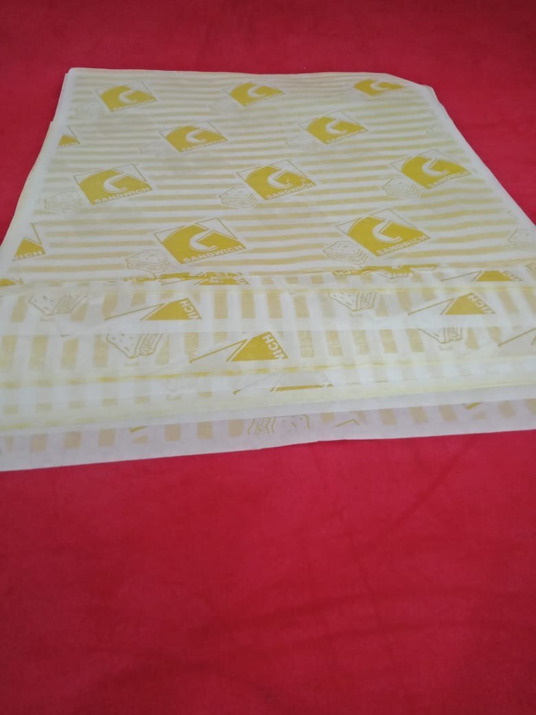 Logo Printed One Side Coated - 40gsm Food Wrapper Paper, 20 Inch Width, Breathable & Heat Resistant For Greasy Meals, Customizable Size