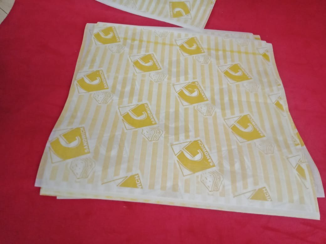 Logo Printed One Side Coated - 40gsm Food Wrapper Paper, 20 Inch Width, Breathable & Heat Resistant For Greasy Meals, Customizable Size