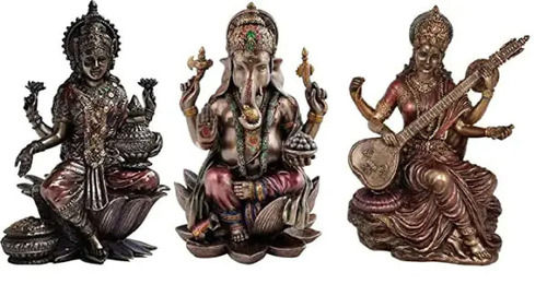 Laxmi Ganesh Saraswati Murti Bonded Bronze Idol