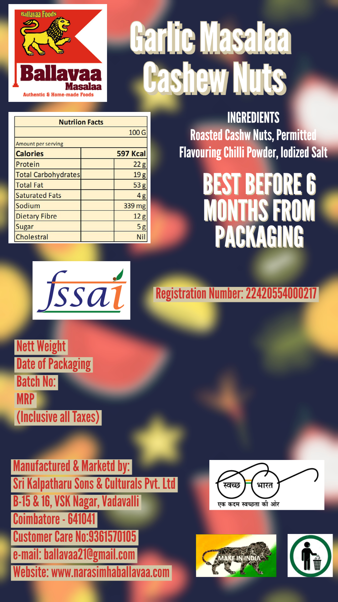 Spicy Garlic Chilly Cashew Nuts