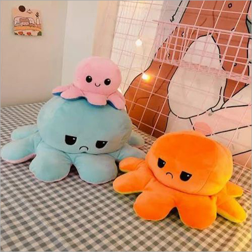 मल्टीकलर रिवर्सिबल ऑक्टोपस सॉफ्ट टॉय