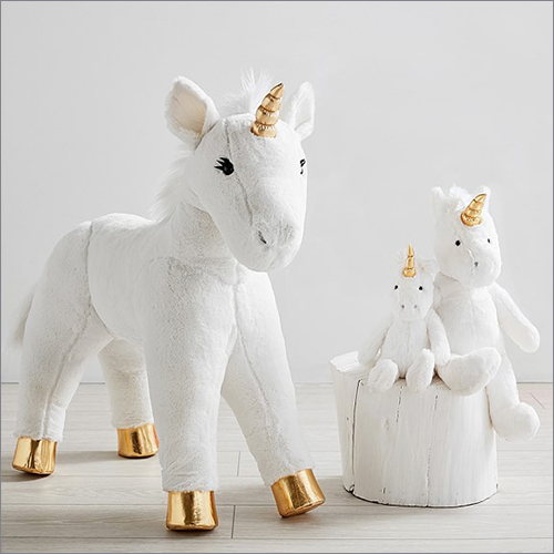 व्हाइट यूनिकॉर्न फॉक्स फर प्लश सॉफ्ट टॉयज