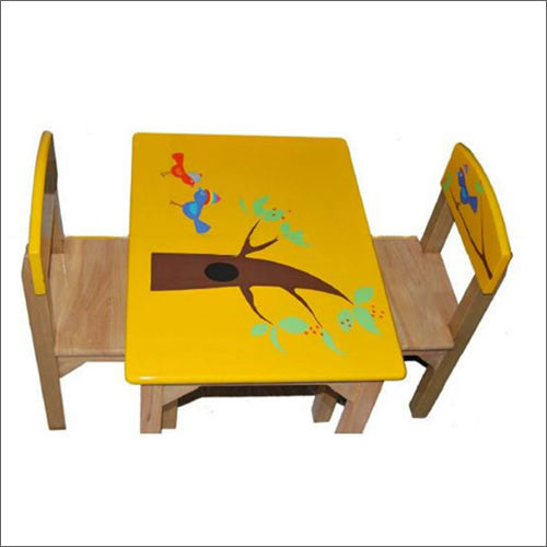 Yellow Kids Wooden Study Table Set